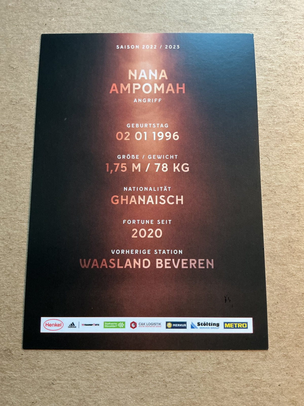 Nana Ampomah, Ghana 🇬🇭 Fortuna Düsseldorf 2022/23 hand signed - Autographs-World