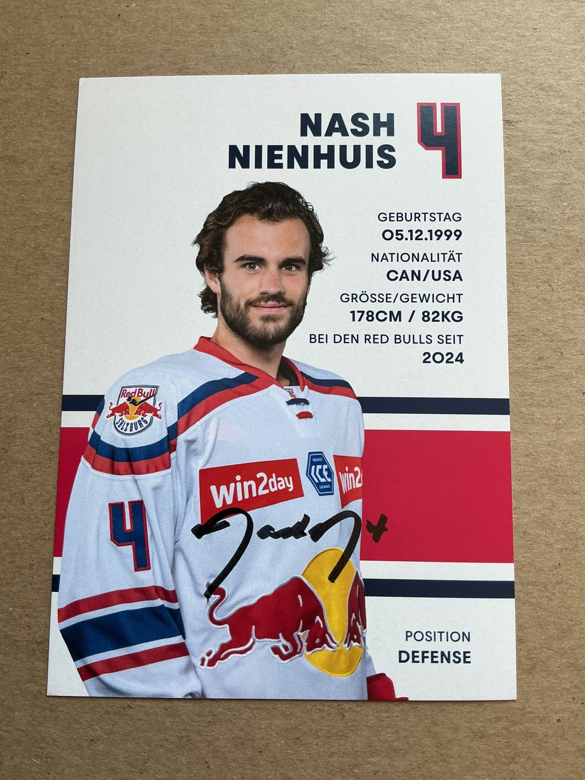 Nash Nienhuis, Canada 🇨🇦 EC Red Bull Salzburg 2024/25 hand signed - Autographs-World