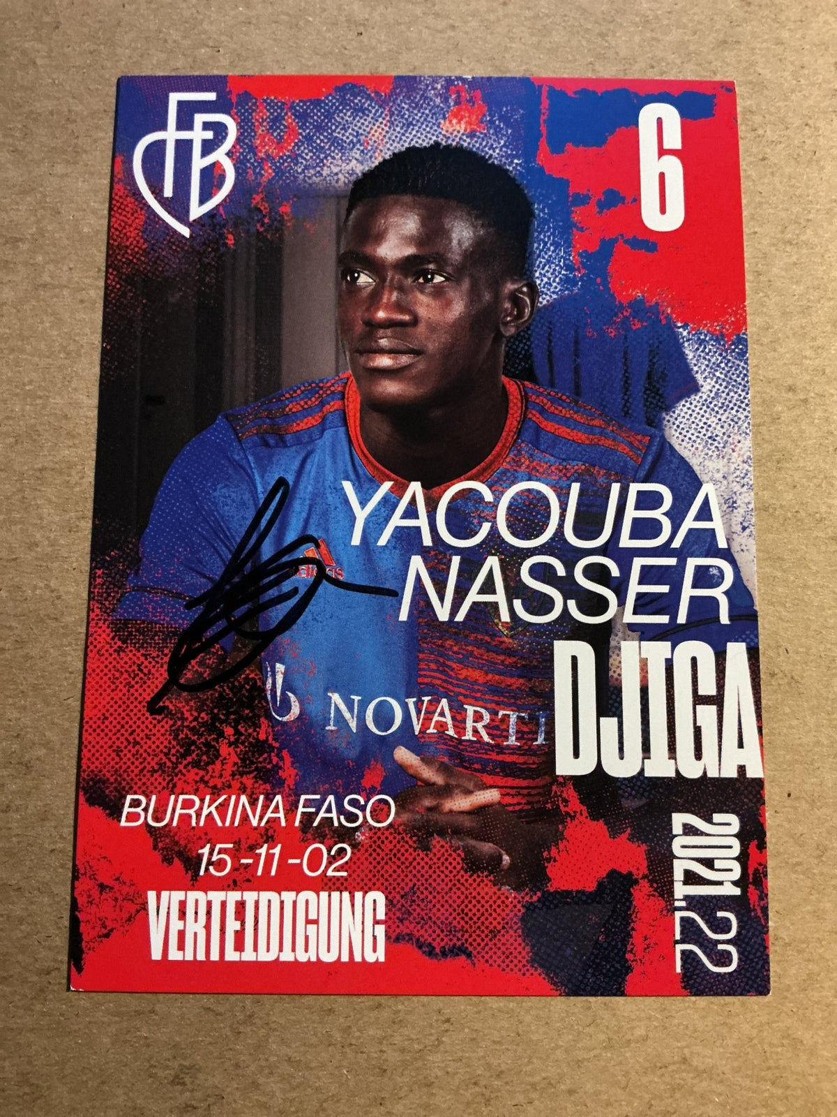 Nasser Djiga, Burkina Faso 🇧🇫 FC Basel 2021/22 hand signed - Autographs-World