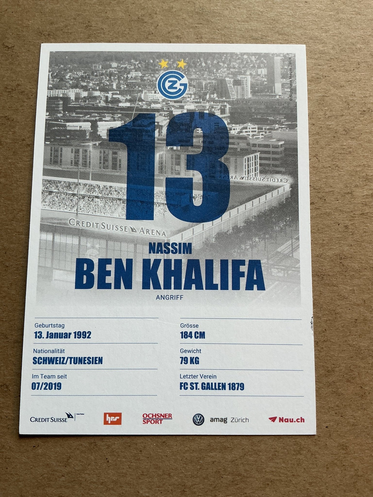 Nassim Ben Khalifa, Tunisia 🇹🇳 Grasshopper Zürich 2019/20 hand signed - Autographs-World
