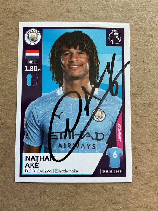 Nathan Aké, Netherlands 🇳🇱 Manchester City 2021 Panini hand signed - Autographs-World