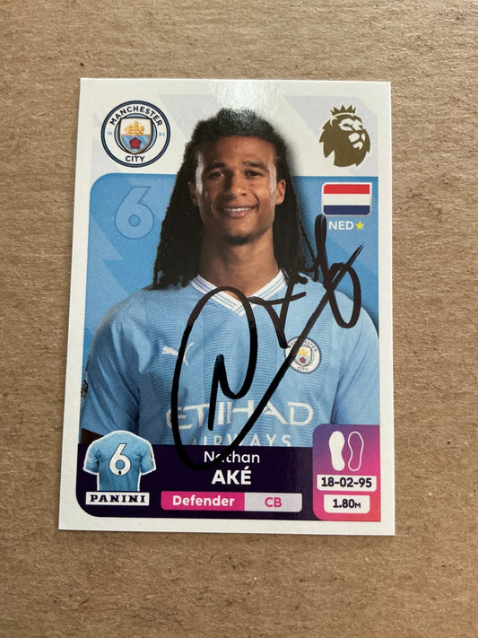 Nathan Ake, Netherlands 🇳🇱 Manchester City 2024 Panini hand signed - Autographs-World