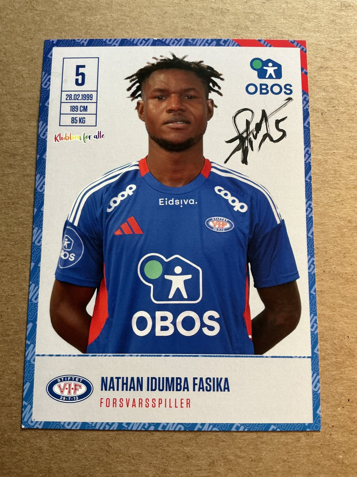 Nathan Fasika, Democratic Republic of Kongo 🇨🇩 Vålerenga Fotball 2024/25 hand signed - Autographs-World
