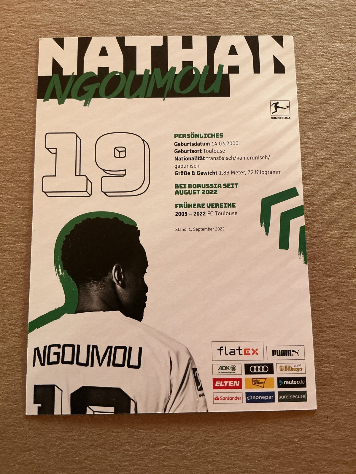 Nathan Ngoumou, France 🇫🇷 Borussia Mönchengladbach 2022/23 hand signed - Autographs-World
