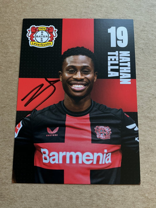 Nathan Tella, Nigeria 🇳🇬 Bayer 04 Leverkusen 2023/24 hand signed - Autographs-World