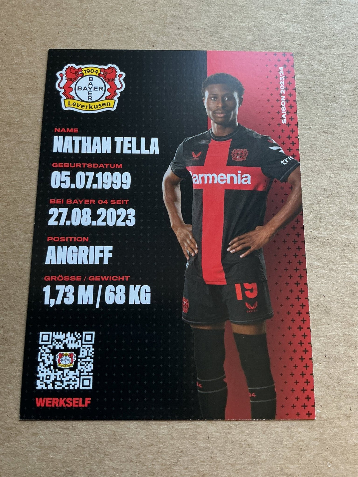 Nathan Tella, Nigeria 🇳🇬 Bayer 04 Leverkusen 2023/24 hand signed - Autographs-World