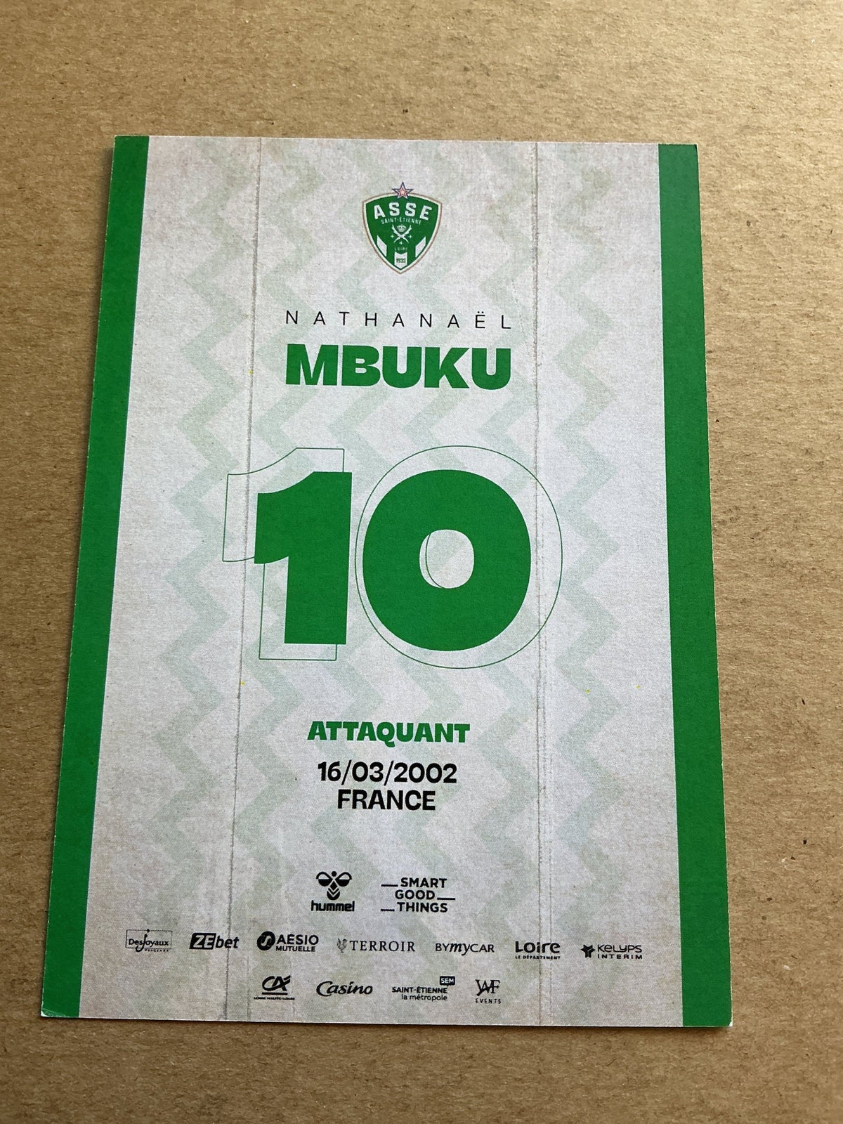 Nathanael Mbuku, DR Kongo 🇨🇩 AS Saint-Etienne 2023/24 hand signed - Autographs-World