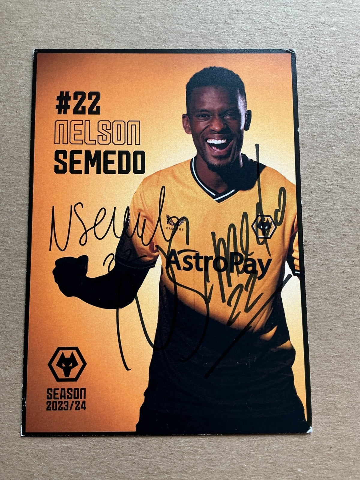 Nelson Semedo, Portugal 🇵🇹 Wolverhampton Wanderers 2023/24 hand signed - Autographs-World