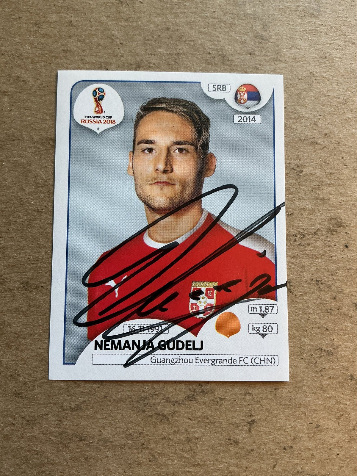 Nemanja Gudelj, Serbia 🇷🇸 FIFA World Cup 2018 Panini hand signed - Autographs-World