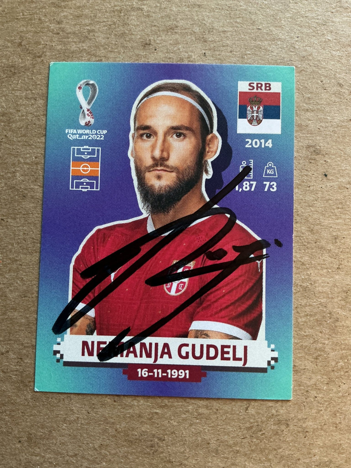 Nemanja Gudelj, Serbia 🇷🇸 FIFA World Cup 2022 Panini hand signed - Autographs-World