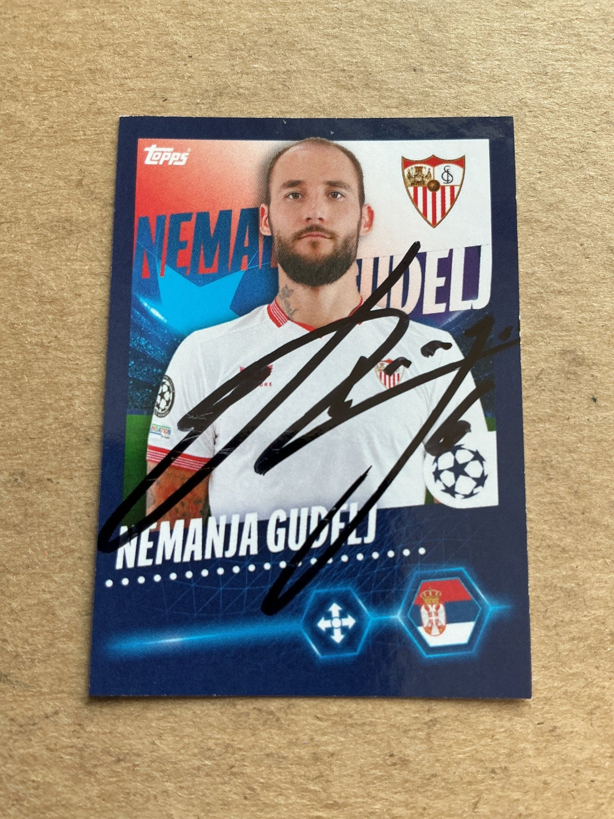 Nemanja Gudelj, Serbia 🇷🇸 Sevilla FC 2023/24 Topps hand signed - Autographs-World
