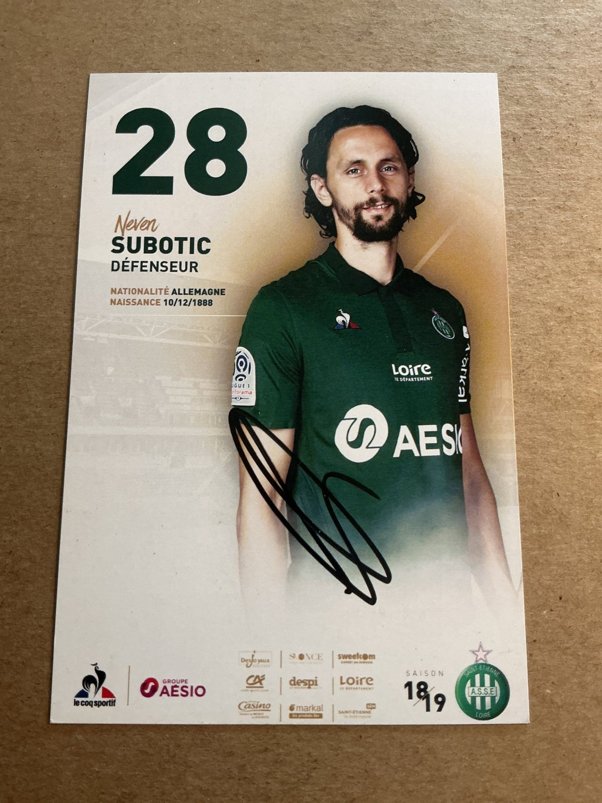 Neven Subotic, Serbia 🇷🇸 AS Saint-Etienne 2018/19 hand signed - Autographs-World