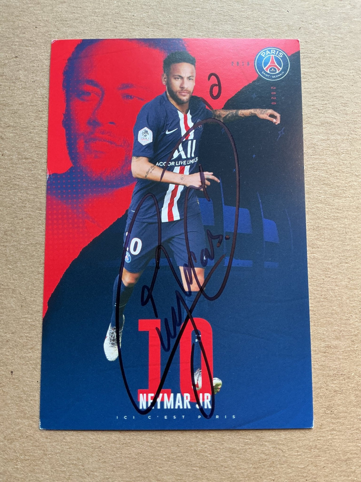 Neymar Jr, Brazil 🇧🇷 Paris Saint-Germain 2019/20 hand signed - Autographs-World