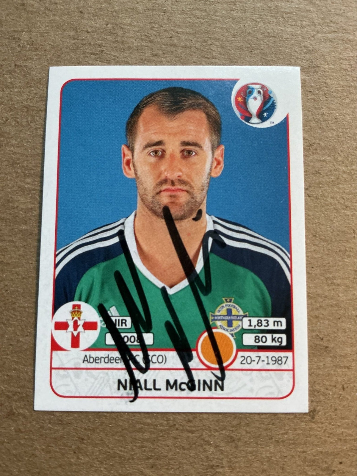 Niall McGinn, Northern Ireland, UEFA Euro 2016 Panini hand signed - Autographs-World