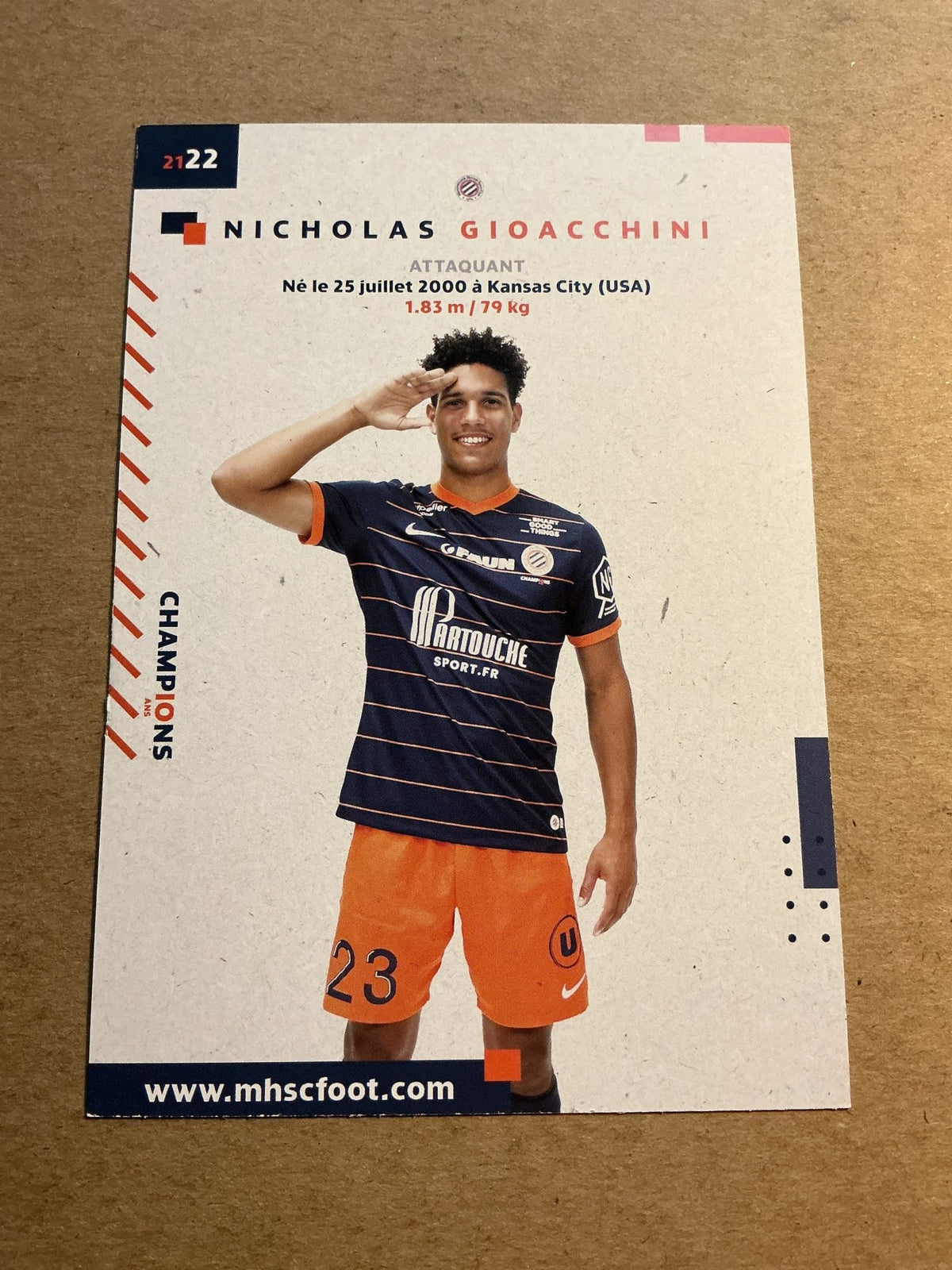 Nicholas Gioacchini, USA 🇺🇸 Montpellier HSC 2021/22 hand signed - Autographs-World