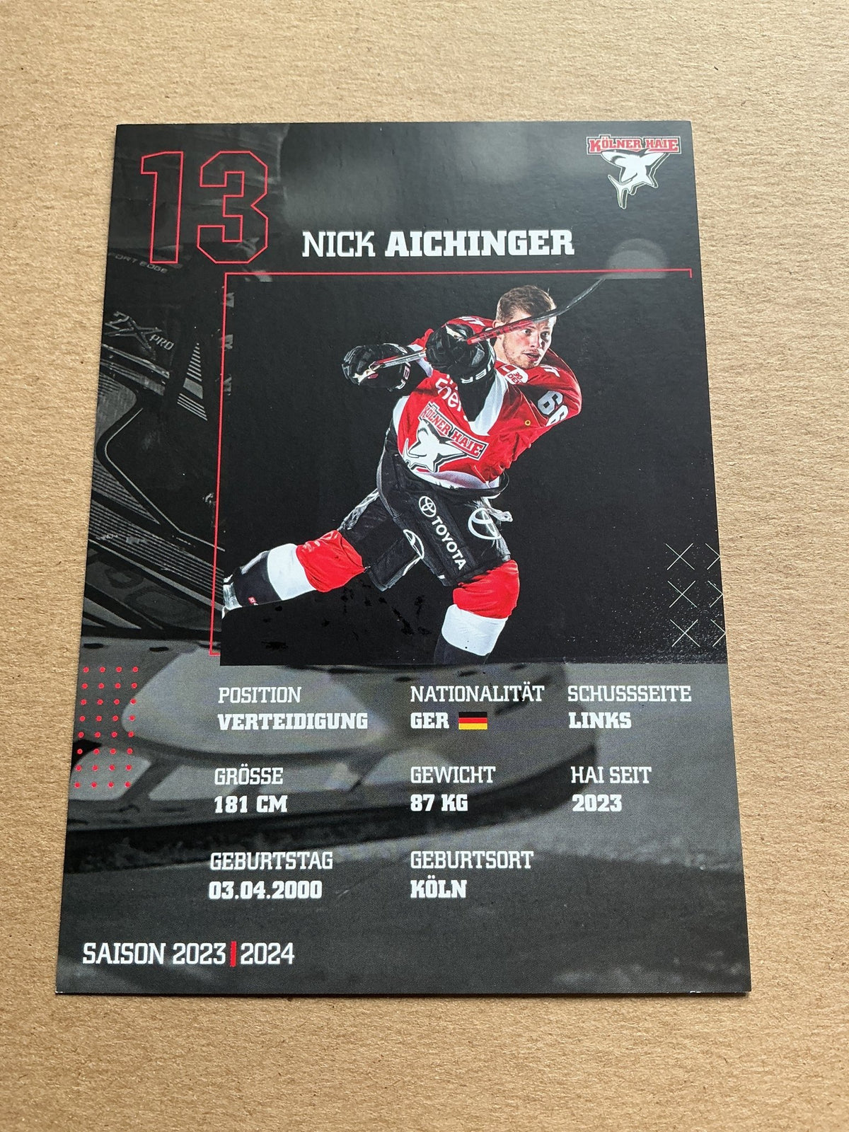 Nick Aichinger, Germany 🇩🇪 Kölner Haie 2023/24 hand signed - Autographs-World