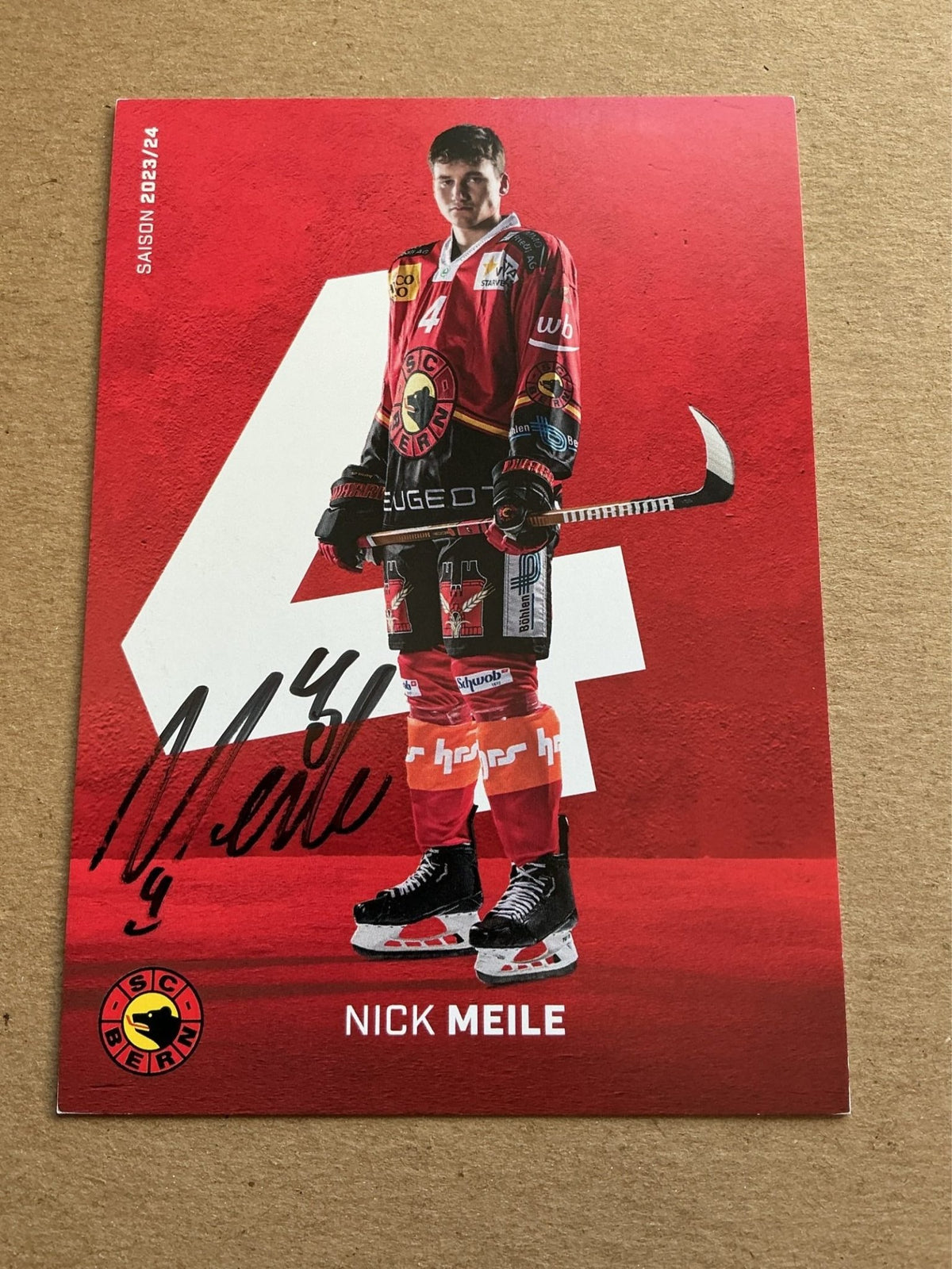 Nick Meile, Switzerland 🇨🇭 SC Bern 2023/24 hand signed - Autographs-World