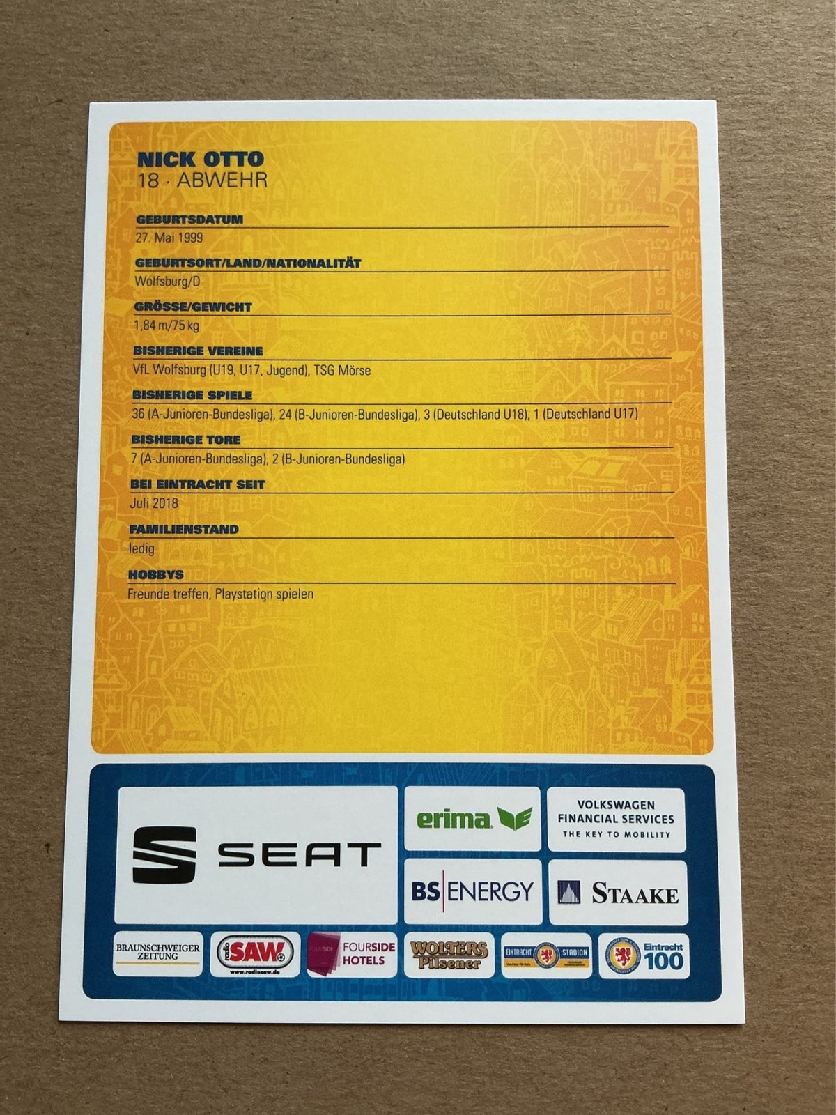 Nick Otto, Germany 🇩🇪 Eintracht Braunschweig 2018/19 hand signed - Autographs-World