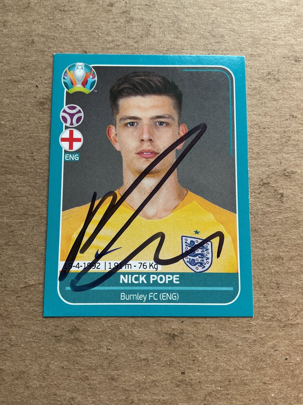 Nick Pope, England 🏴󠁧󠁢󠁥󠁮󠁧󠁿 UEFA Euro 2020 Panini hand signed - Autographs-World