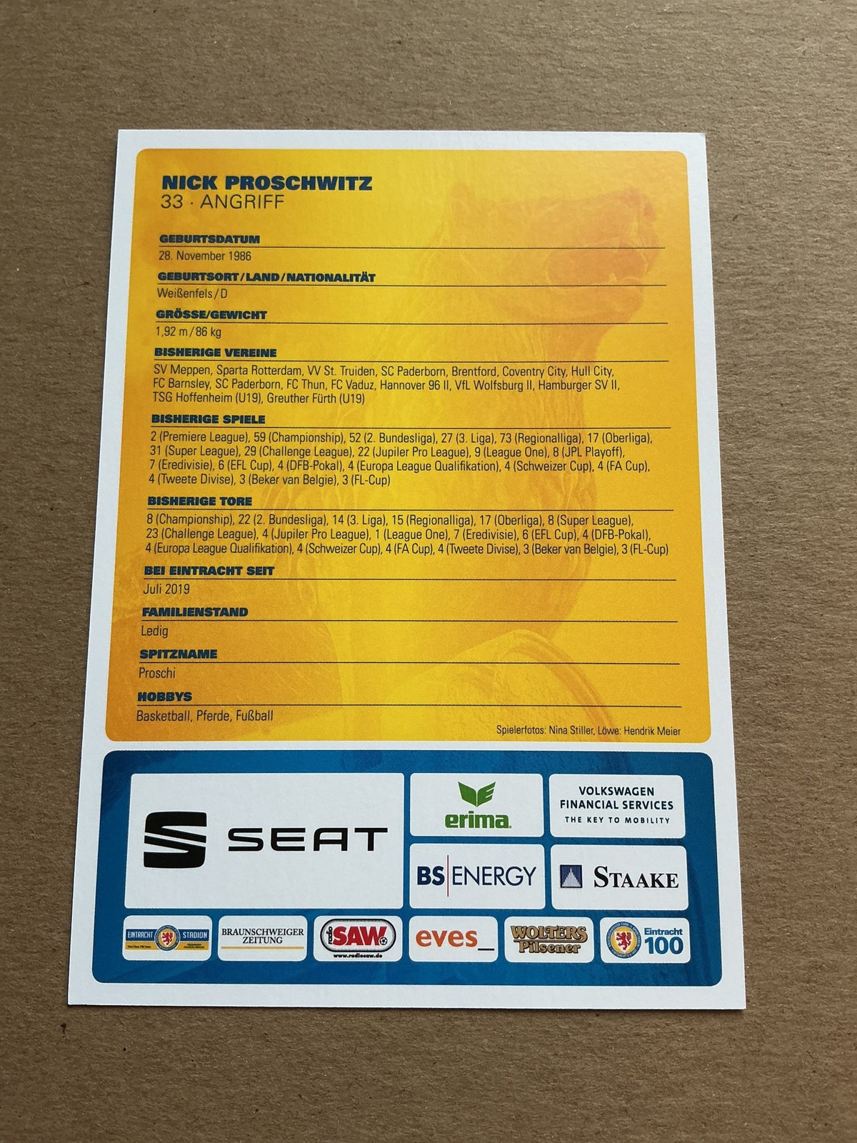 Nick Proschwitz, Germany 🇩🇪 Eintracht Braunschweig 2019/20 hand signed - Autographs-World
