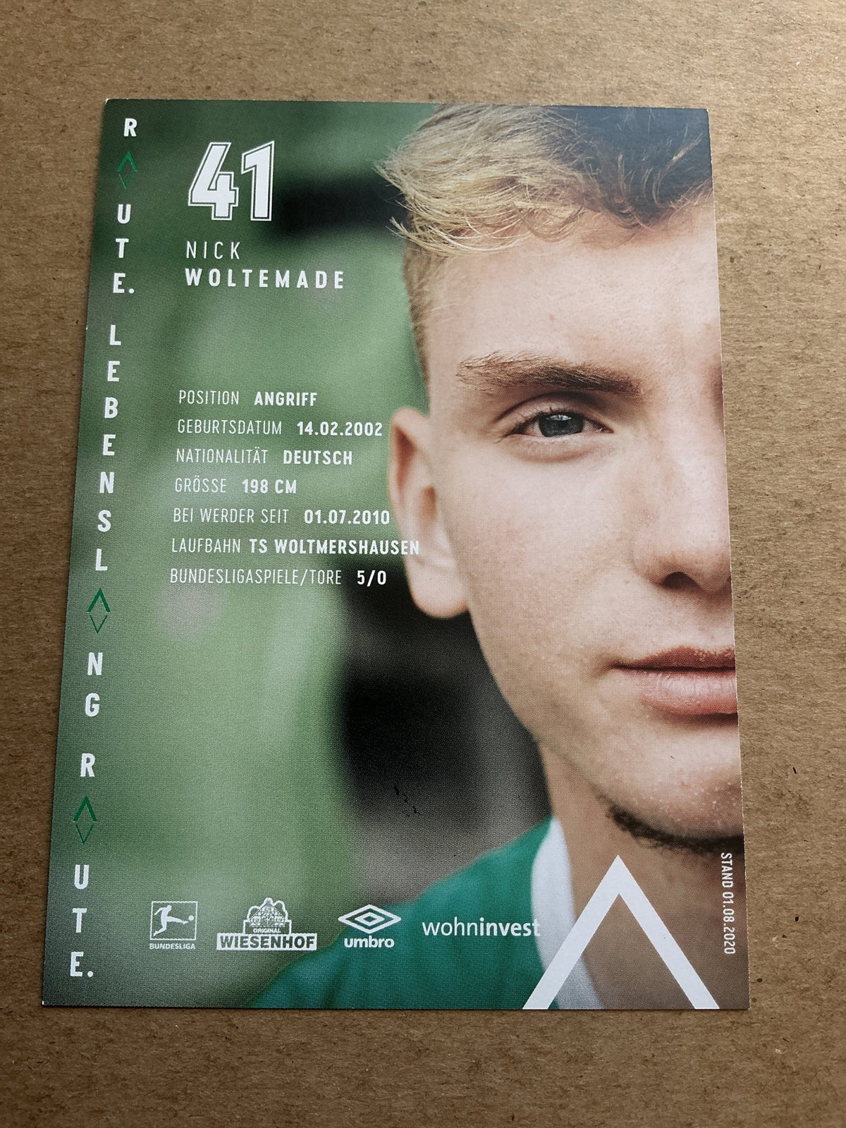 Nick Woltemade, Germany 🇩🇪 SV Werder Bremen 2020/21 hand signed - Autographs-World