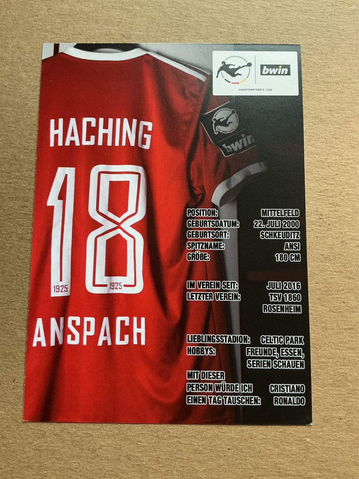 Niclas Anspach, Germany 🇩🇪 SpVgg Unterhaching 2019/20 hand signed - Autographs-World