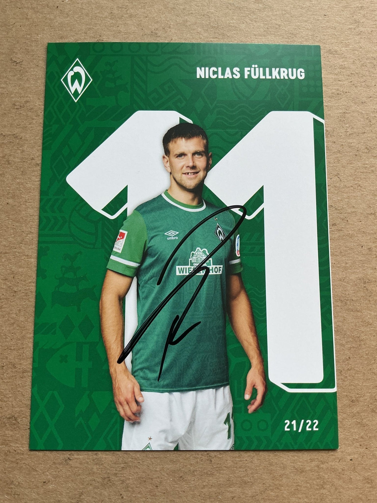 Niclas Füllkrug, Germany 🇩🇪 SV Werder Bremen 2021/22 hand signed - Autographs-World