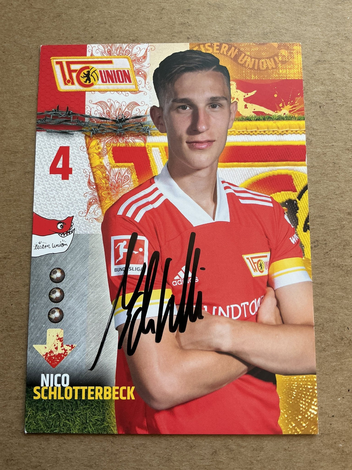 Nico Schlotterbeck, Germany 🇩🇪 1.FC Union Berlin 2020/21 hand signed - Autographs-World