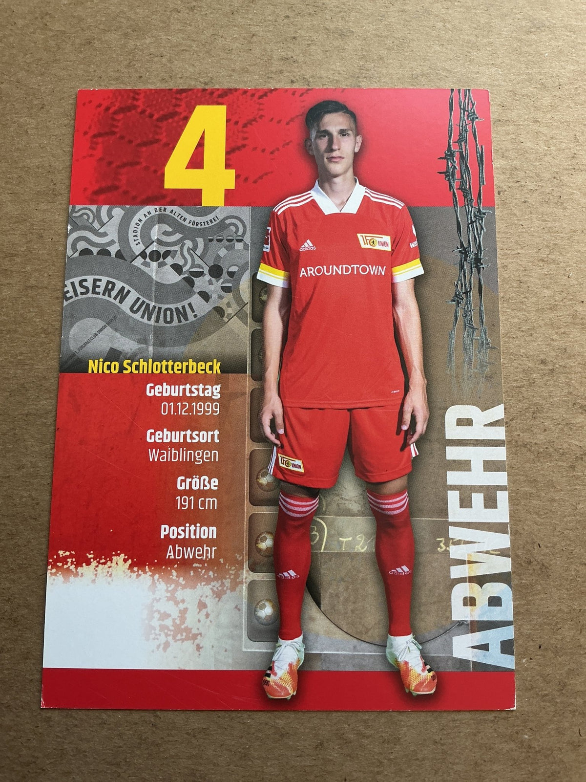 Nico Schlotterbeck, Germany 🇩🇪 1.FC Union Berlin 2020/21 hand signed - Autographs-World