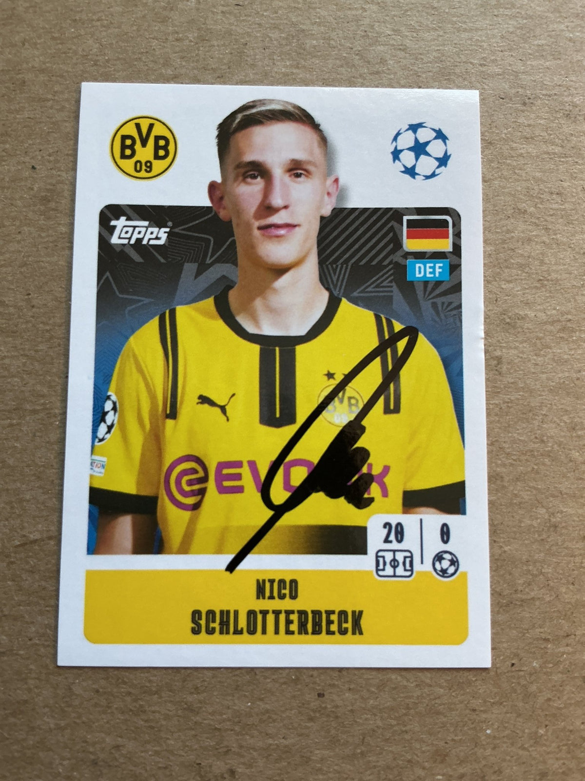 Nico Schlotterbeck, Germany 🇩🇪 Borussia Dortmund 2024/25 Topps hand signed - Autographs-World