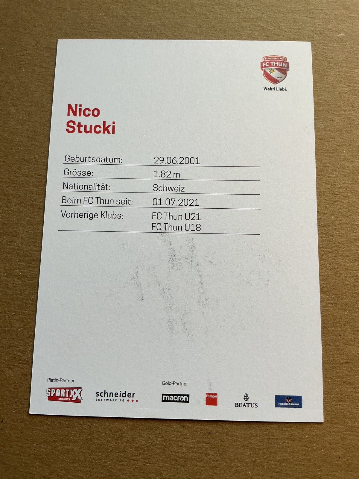 Nico Stucki, Switzerland 🇨🇭 FC Thun 2022/23 hand signed - Autographs-World