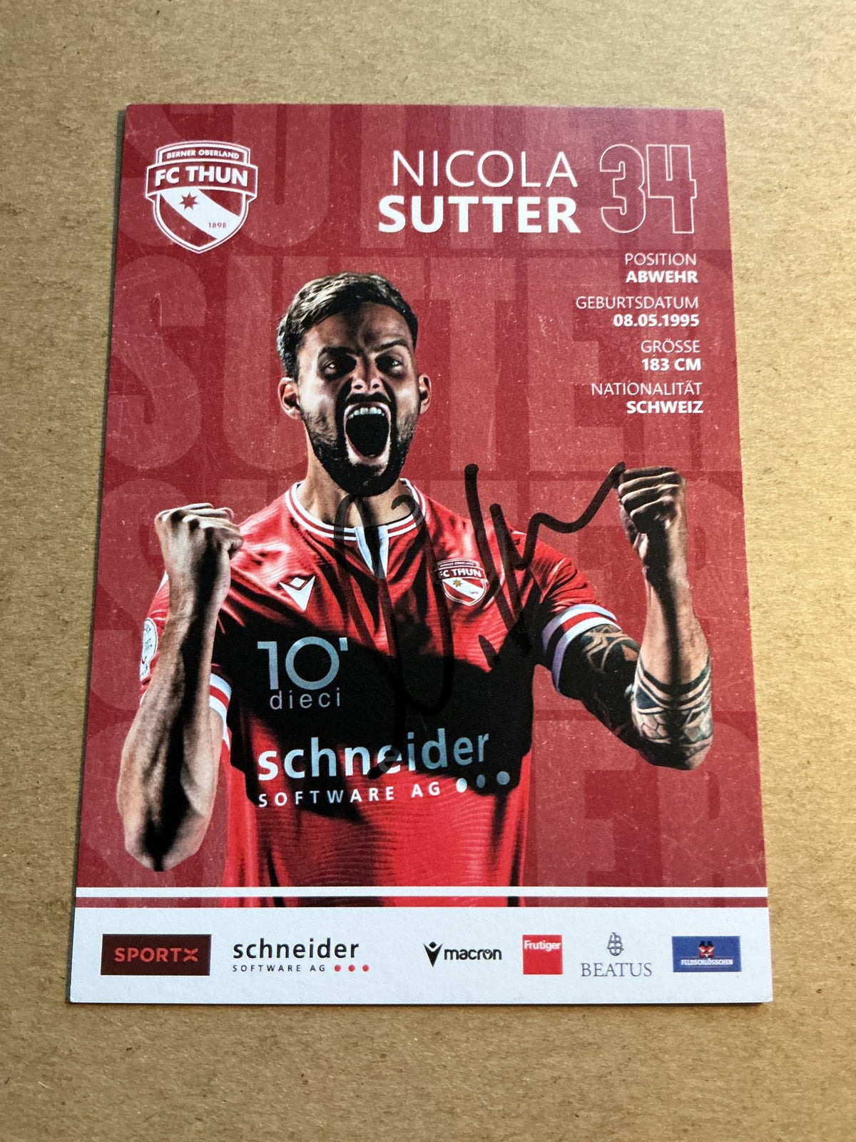 Nicola Sutter, Switzerland 🇨🇭 FC Thun 2023/24 hand signed - Autographs-World