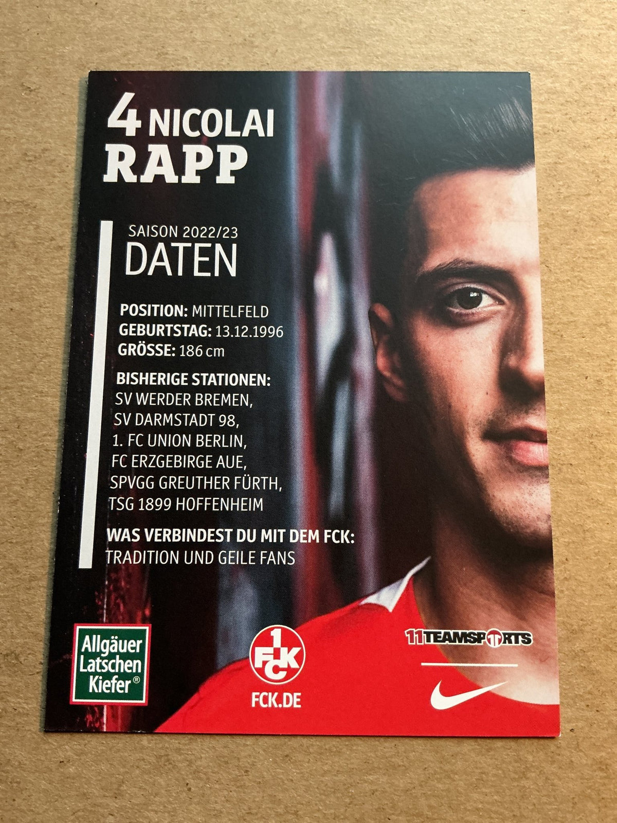 Nicolai Rapp, Germany 🇩🇪 1.FC Kaiserslautern 2022/23 hand signed - Autographs-World