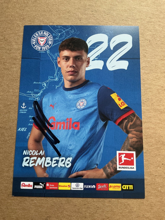 Nicolai Remberg, Germany 🇩🇪 Holstein Kiel 2024/25 hand signed - Autographs-World