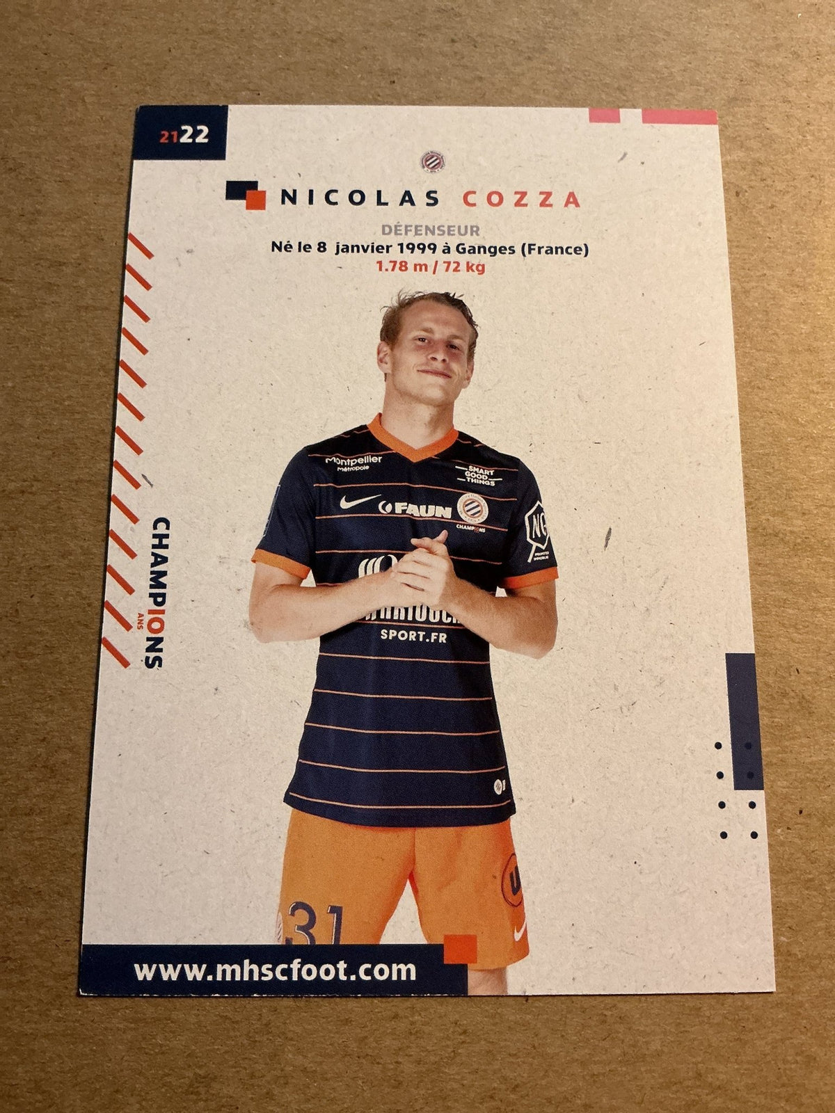 Nicolas Cozza, France 🇫🇷 Montpellier HSC 2021/22 hand signed - Autographs-World