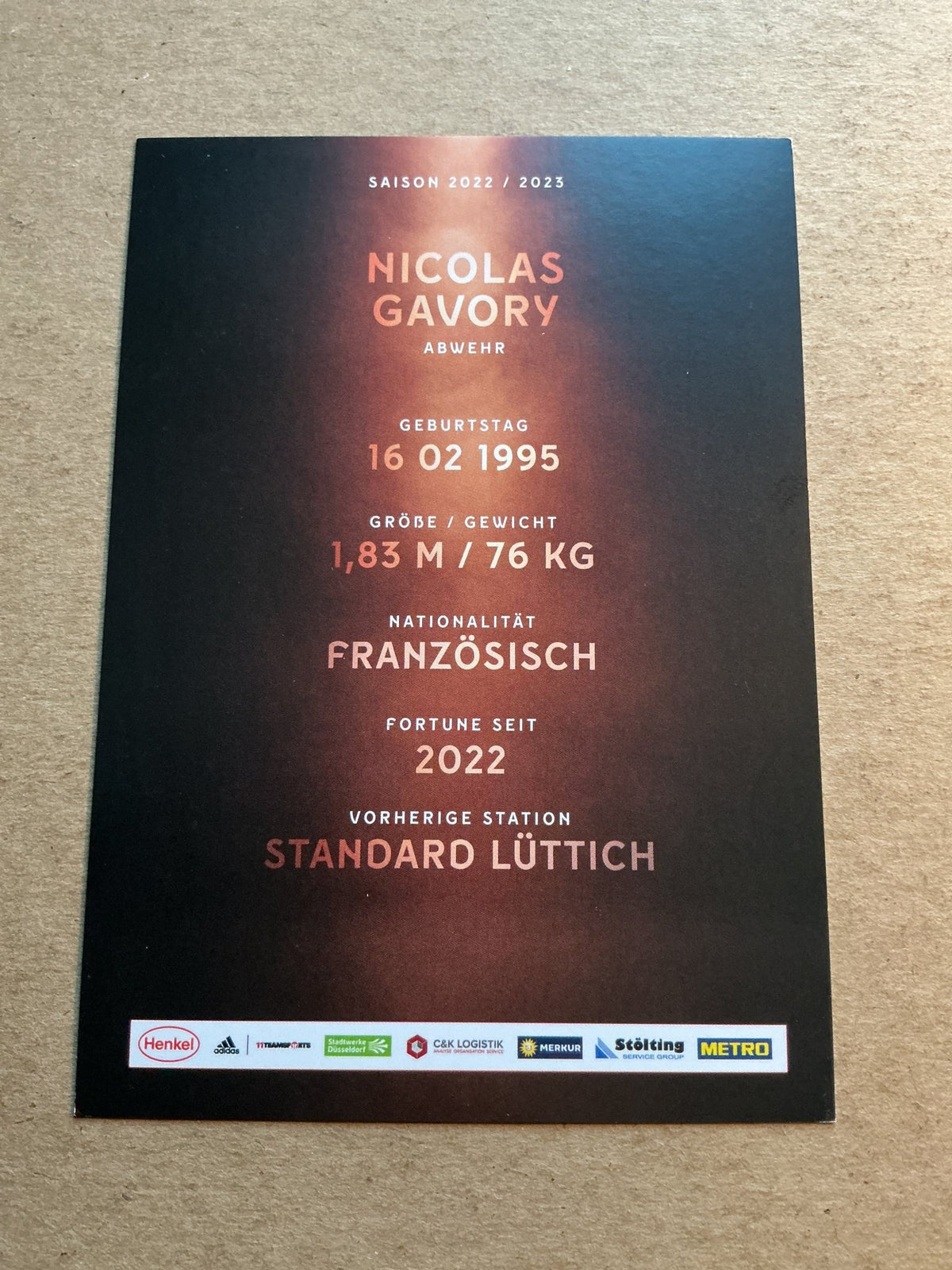 Nicolas Gavory, France 🇫🇷 Fortuna Düsseldorf 2022/23 hand signed - Autographs-World