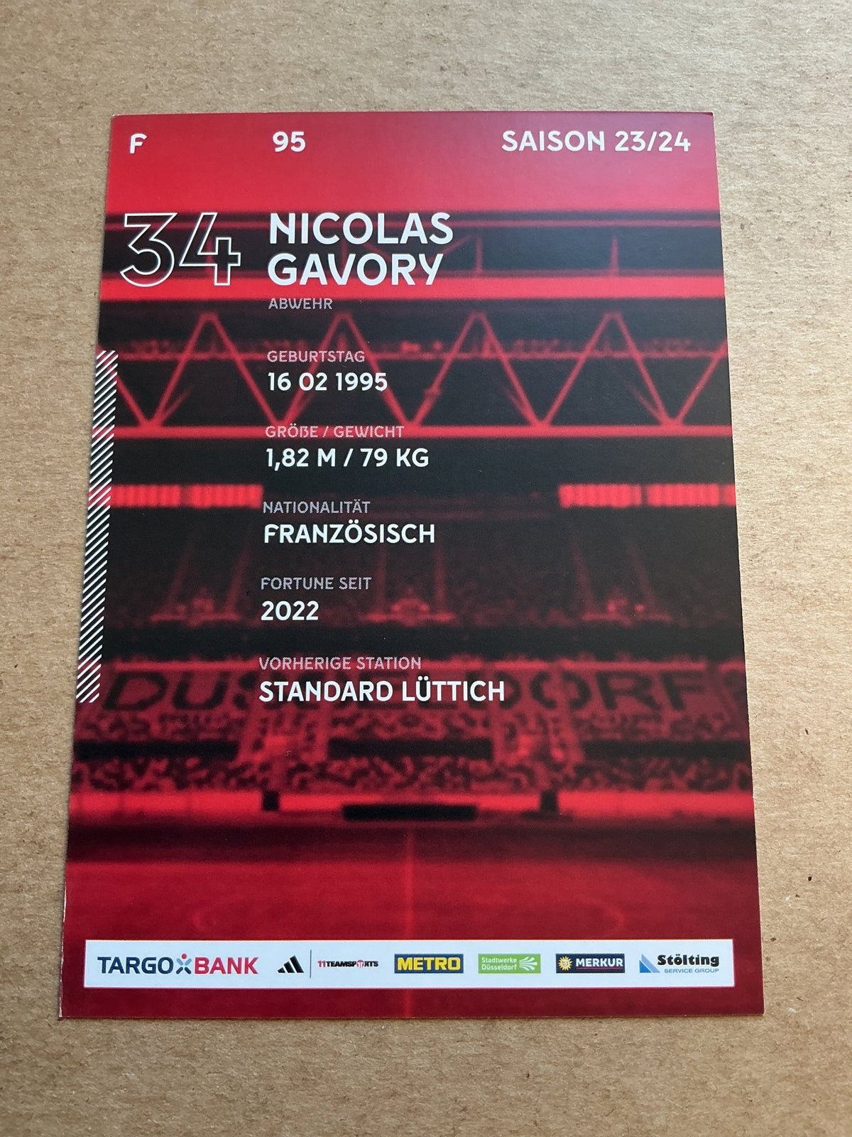 Nicolas Gavory, France 🇫🇷 Fortuna Düsseldorf 2023/24 hand signed - Autographs-World