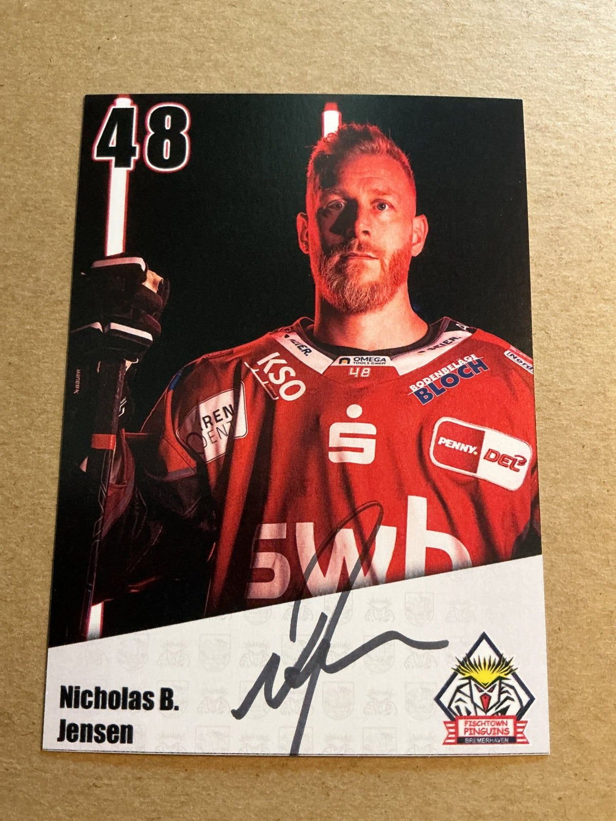 Nicolas Jensen, Denmark 🇩🇰 Fishtown Pinguins 2024/25 hand signed - Autographs-World