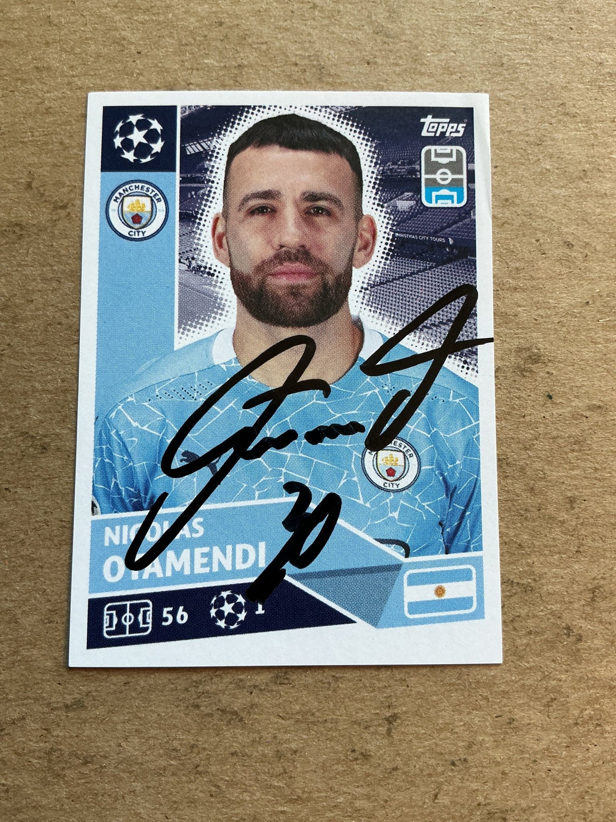 Nicolas Otamendi, Argentina 🇦🇷 Manchester City 2020/21 Topps hand signed - Autographs-World