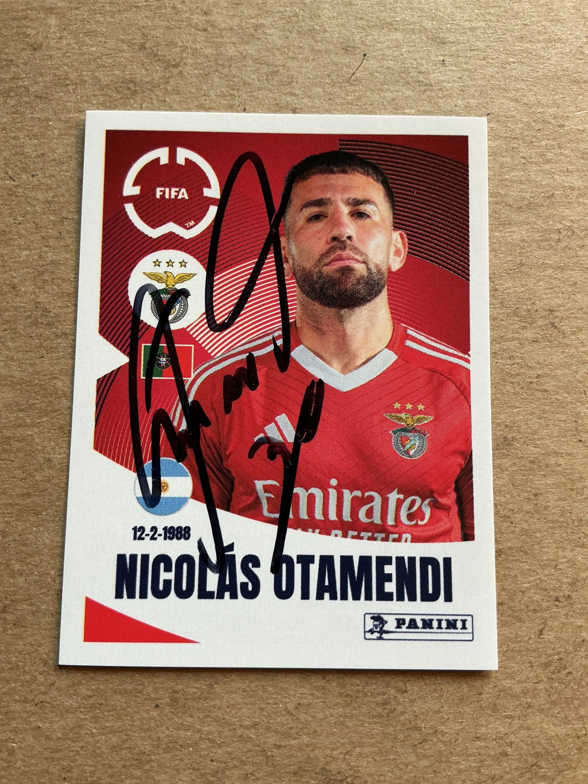 Nicolas Otamendi, Argentina 🇦🇷 SL Benfica Club World Cup 2025 Panini hand signed - Autographs-World
