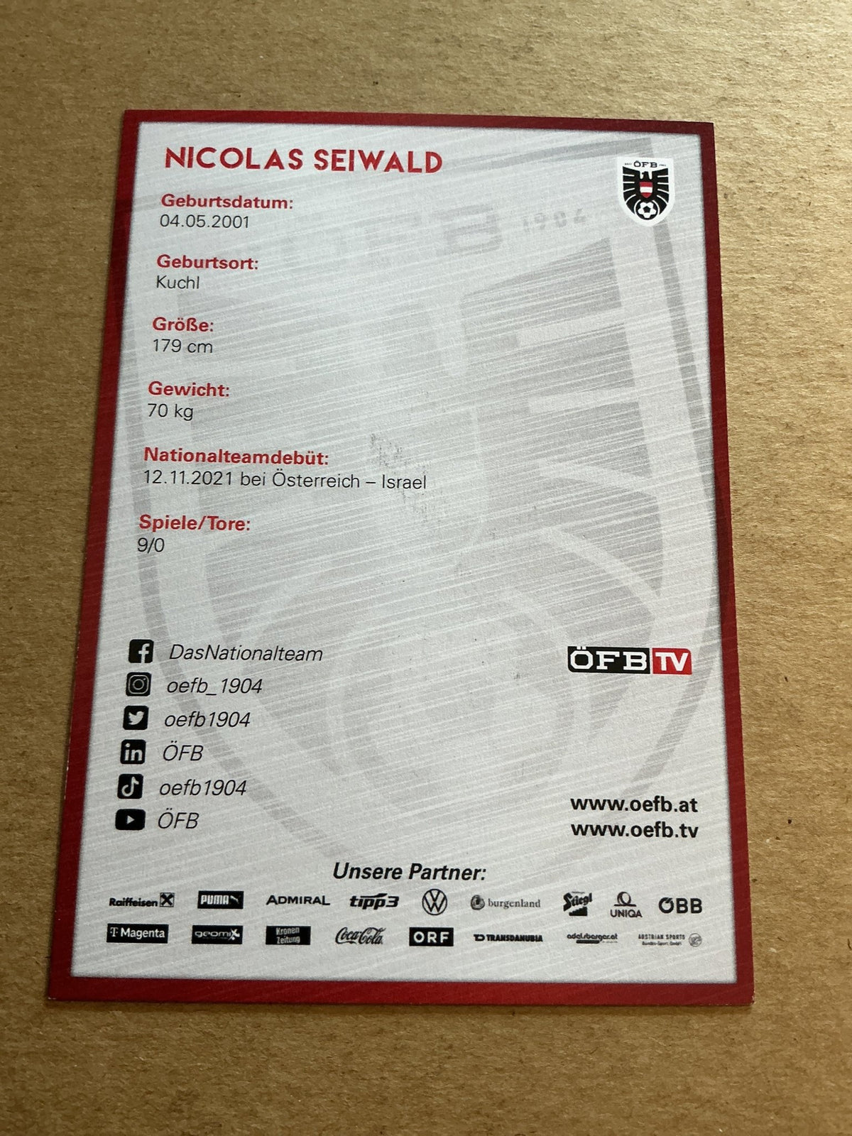 Nicolas Seiwald, Austria 🇦🇹 2023 hand signed - Autographs-World