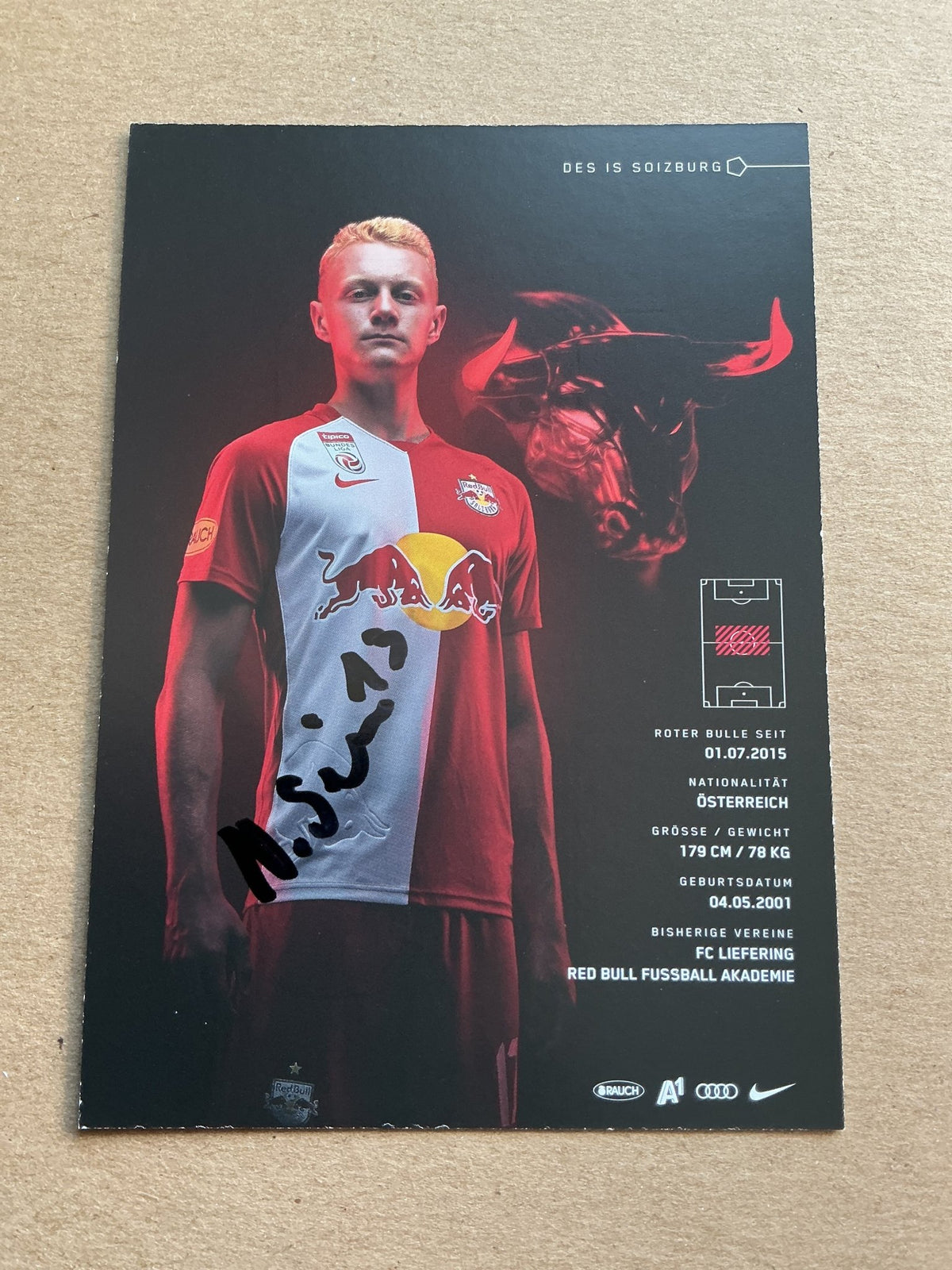 Nicolas Seiwald, Austria 🇦🇹 Red Bull Salzburg 2020/21 hand signed - Autographs-World