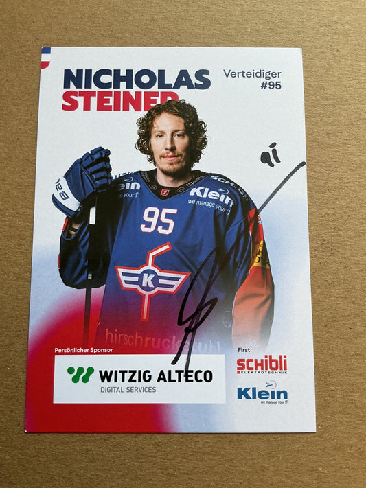 Nicolas Steiner, Switzerland 🇨🇭 EHC Kloten 2025/26 hand signed - Autographs-World