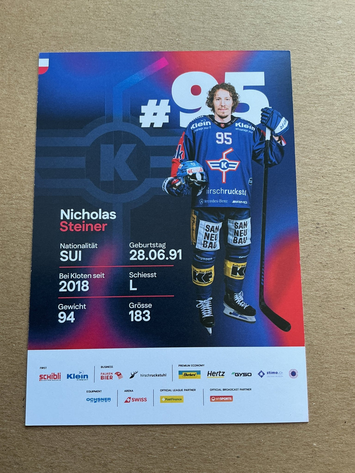 Nicolas Steiner, Switzerland 🇨🇭 EHC Kloten 2025/26 hand signed - Autographs-World