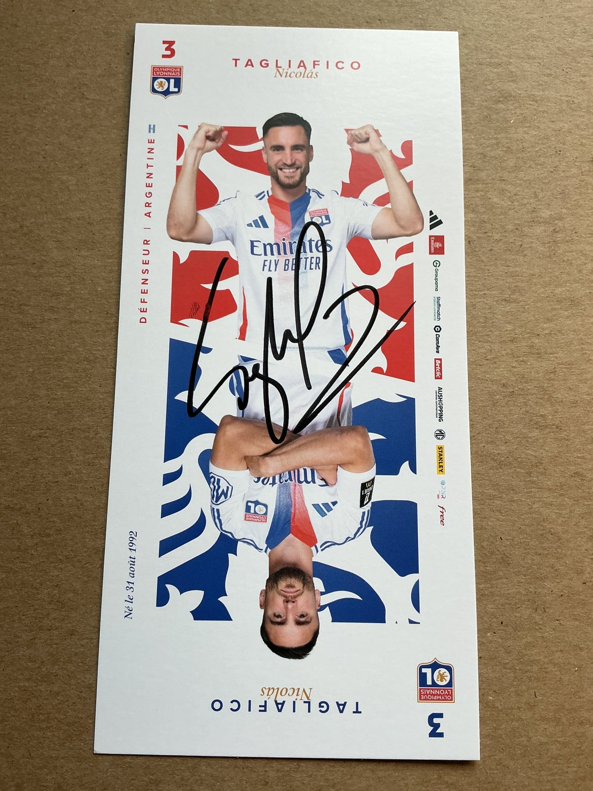 Nicolas Tagliafico, Argentina 🇦🇷 Olympique Lyon 2024/25 hand signed - Autographs-World