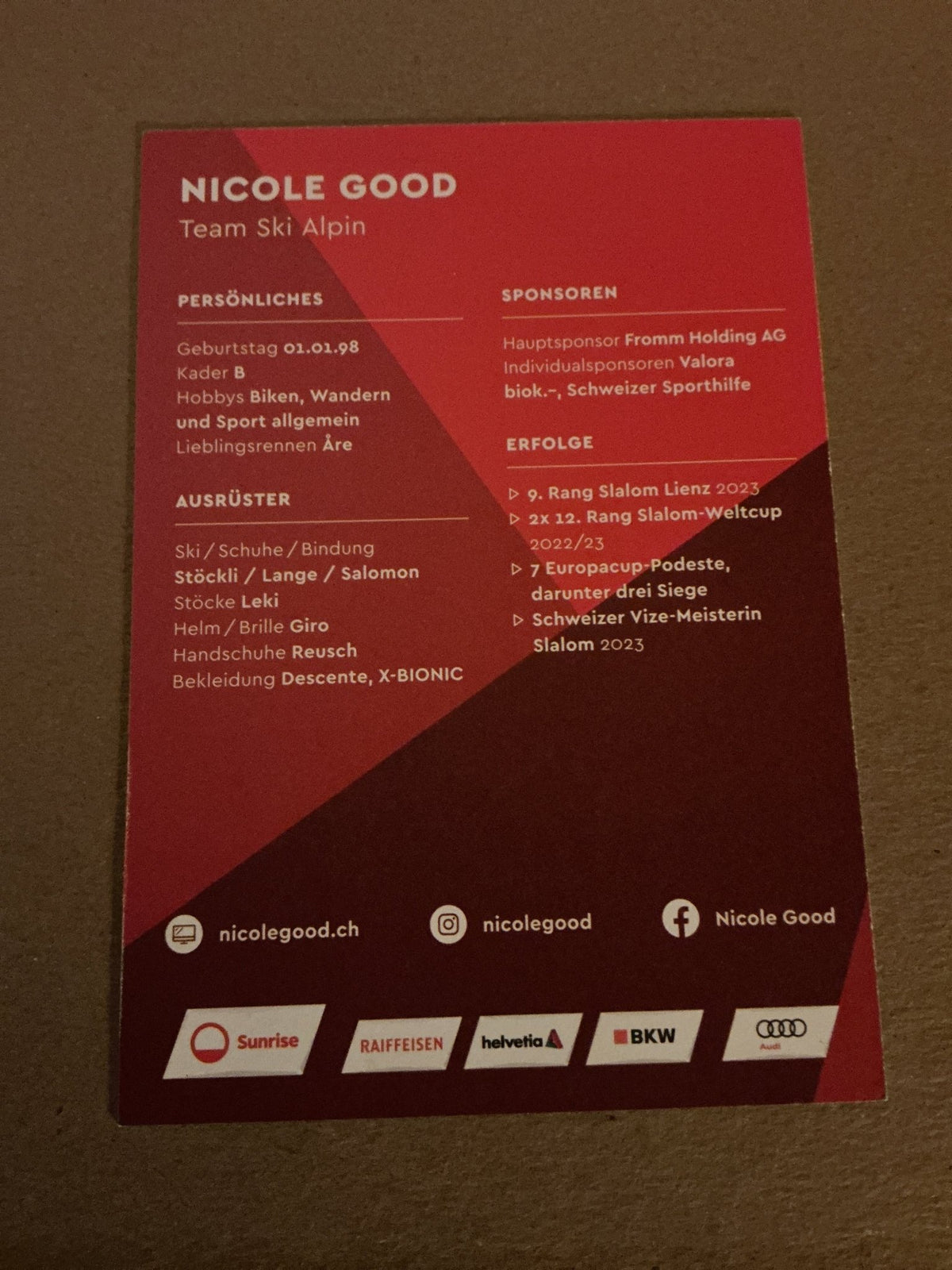 Nicole Good, Switzerland 🇨🇭Alpin 2023/24 hand signed - Autographs-World