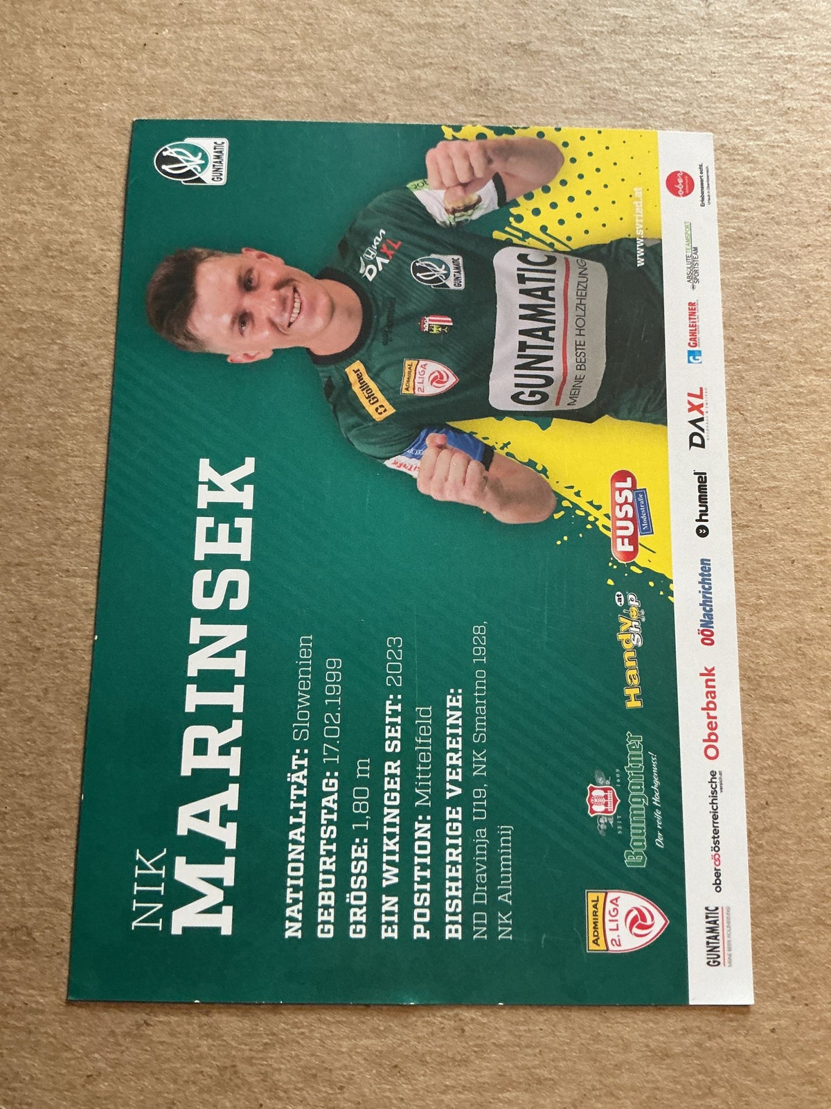 Nik Marinsek, Slovenia 🇸🇮 SV Ried 2024/25 hand signed - Autographs-World