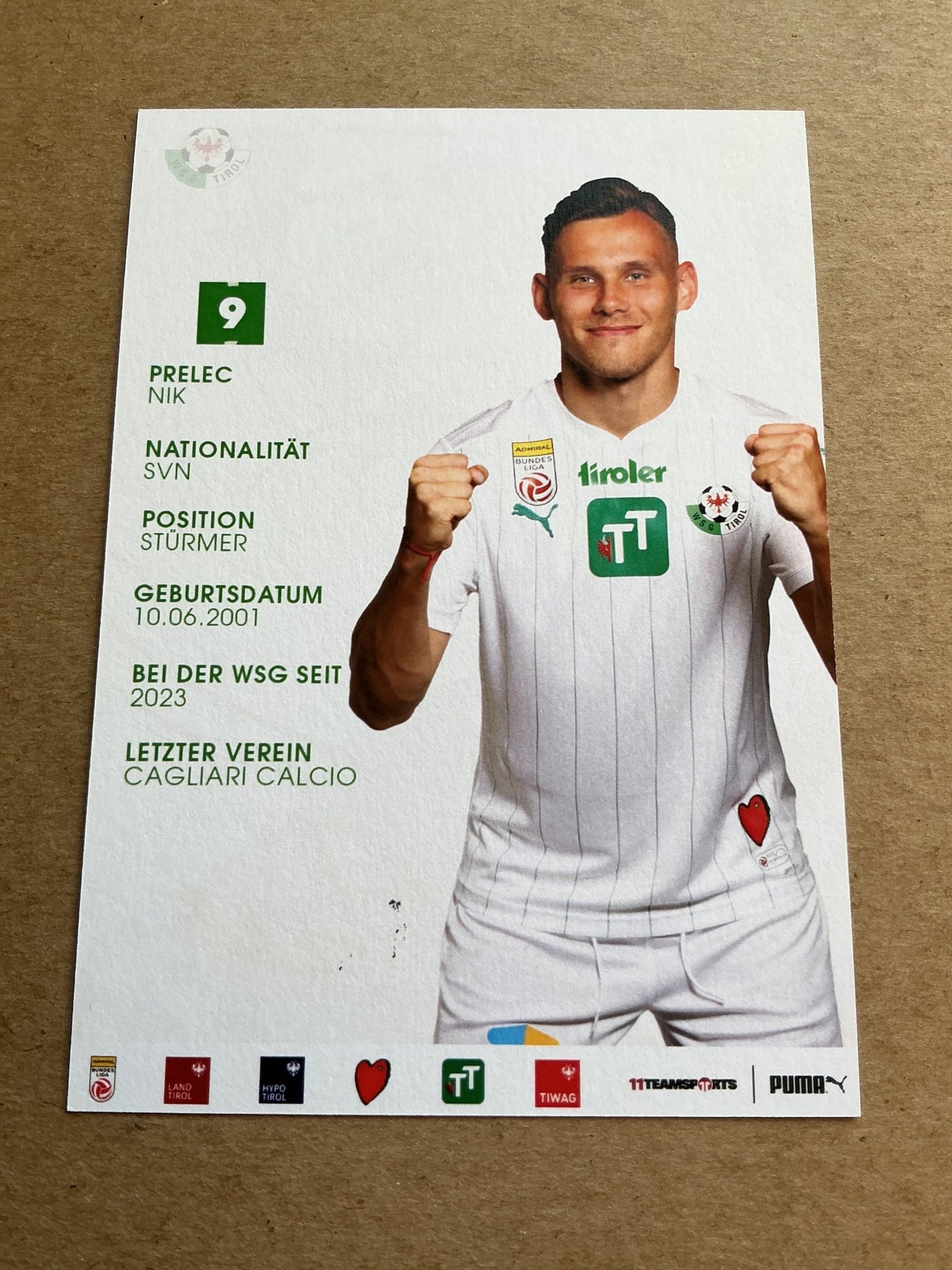 Nik Prelec, Slovenia 🇸🇮 WSG Tirol 2023/24 hand signed - Autographs-World