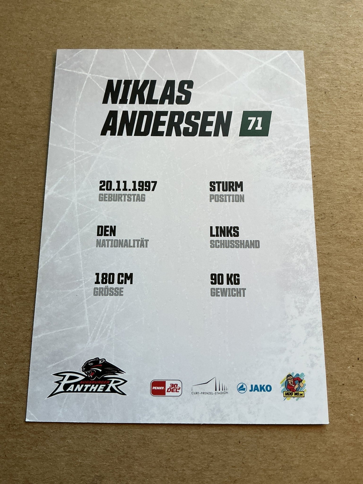 Niklas Andersen, Denmark 🇩🇰 Augsburg Panther 2023/24 hand signed - Autographs-World
