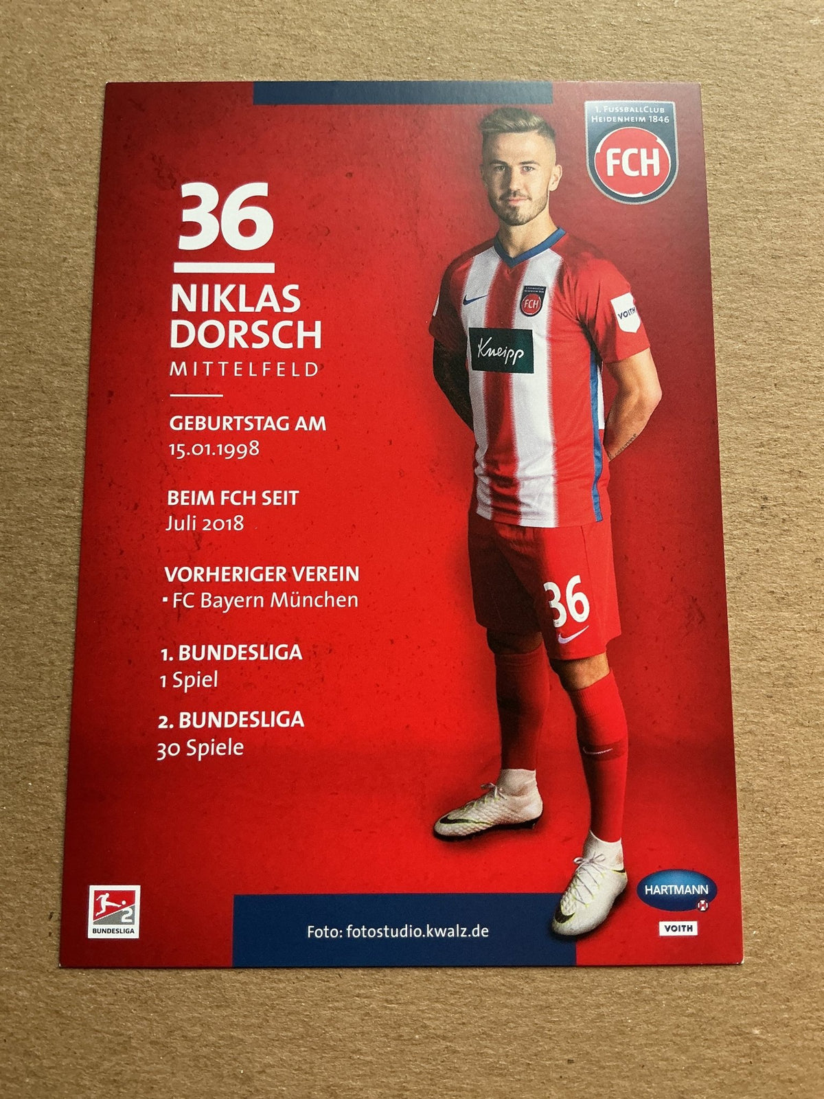 Niklas Dorsch, Germany 🇩🇪 1.FC Heidenheim 2019/20 hand signed - Autographs-World